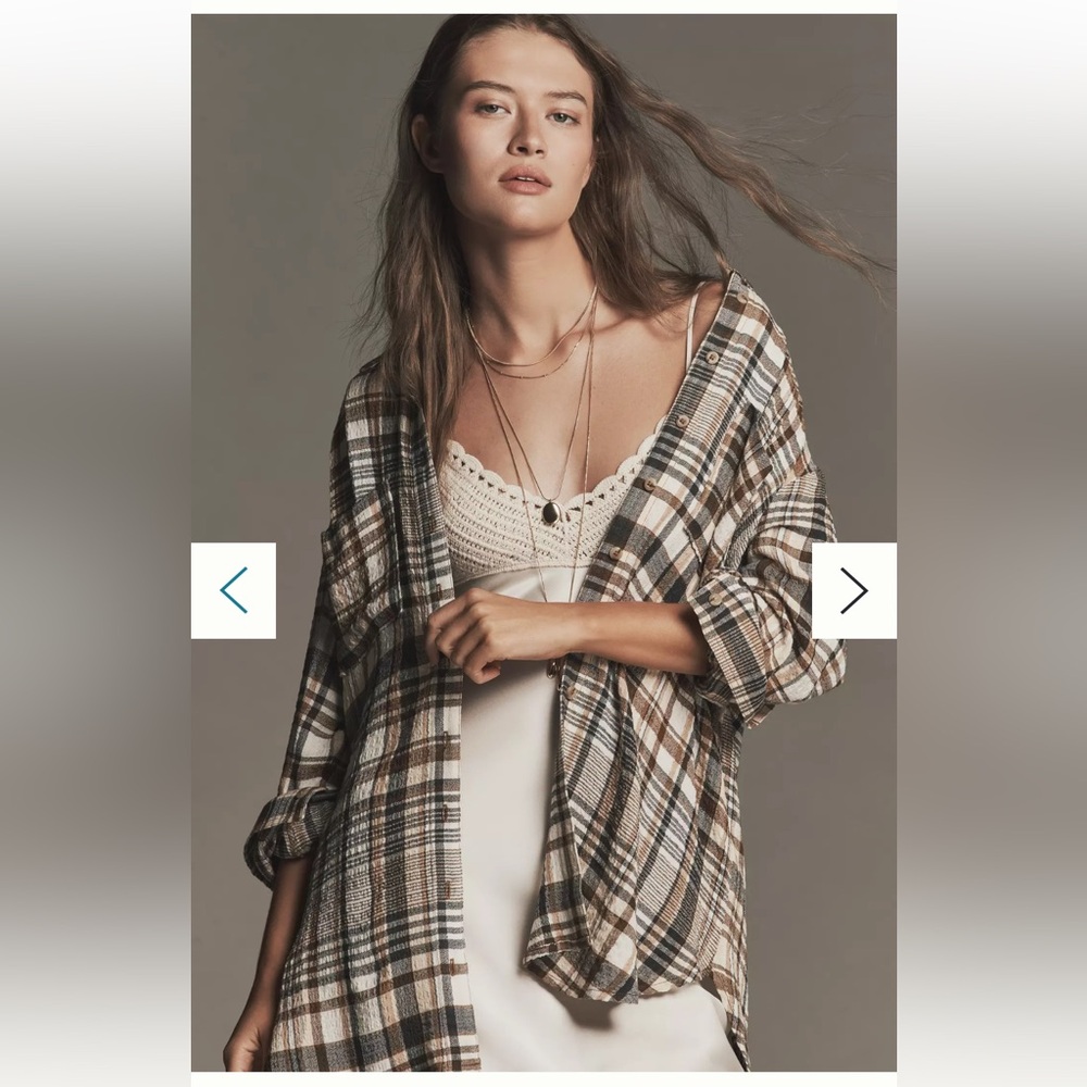 Pilcro Hadley Relaxed Plaid Buttondown Shirt - Brown